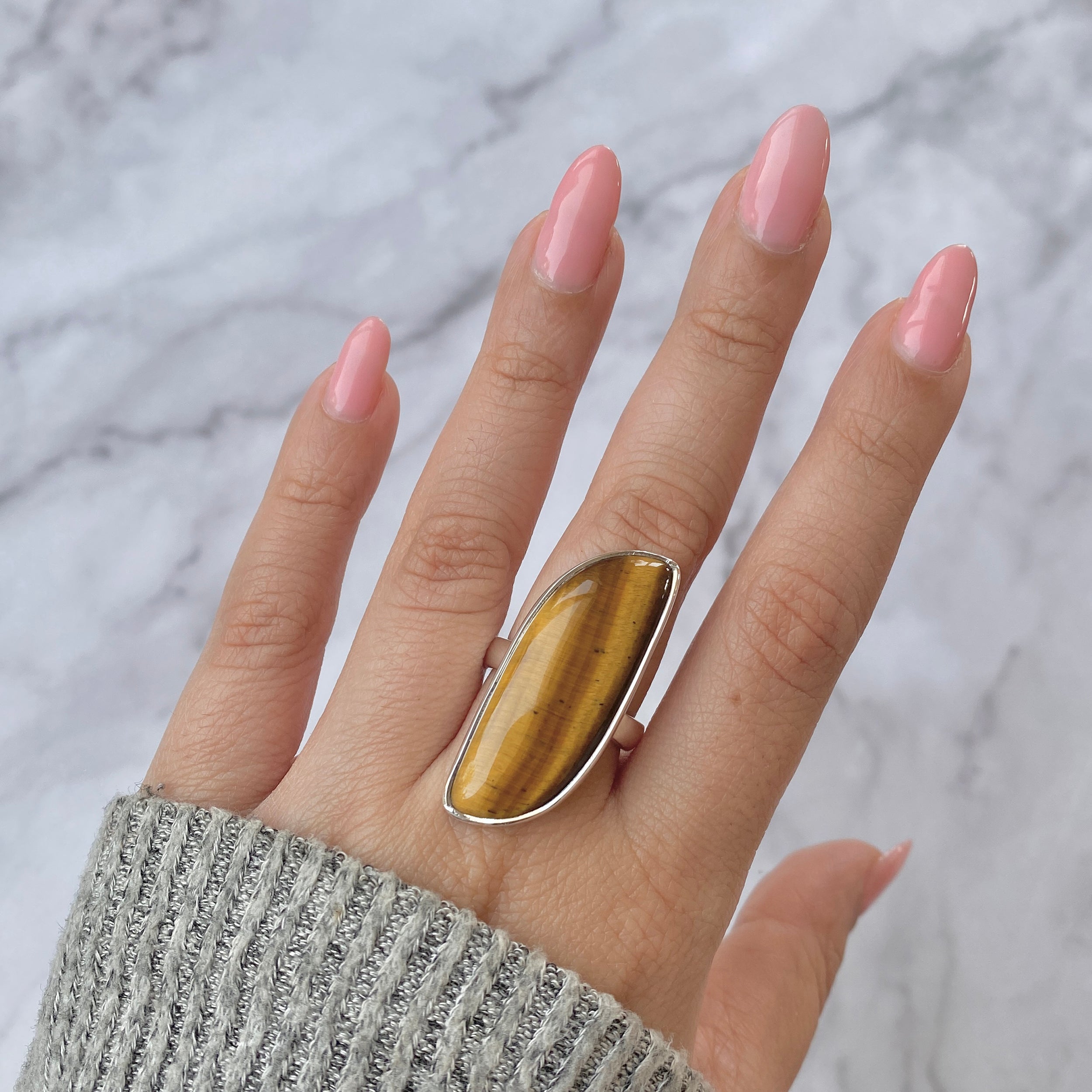 Tiger Eye Adjustable Ring-(TGE-R-9)